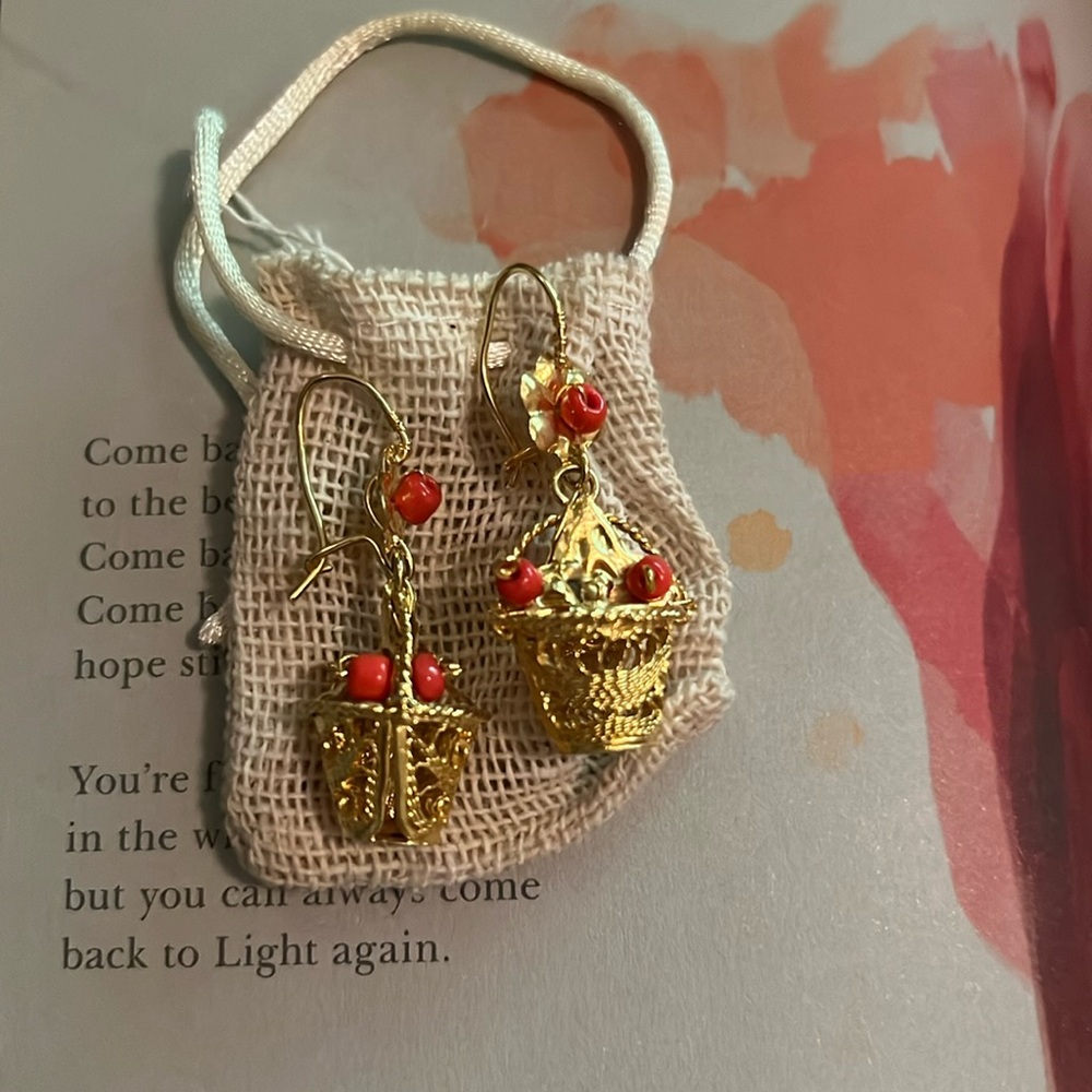 BNIB Orange Basket Earrings
